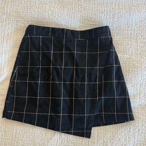 Forever 21 Black Windowpane Wrap Skirt